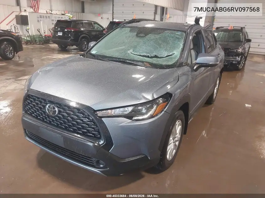 2024 Toyota Corolla Cross Le VIN: 7MUCAABG6RV097568 Lot: 45333684