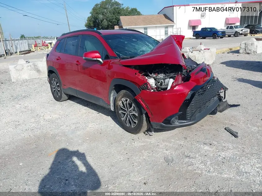 2024 Toyota Corolla Cross Hybrid Se VIN: 7MUFBABG4RV017310 Lot: 45390390