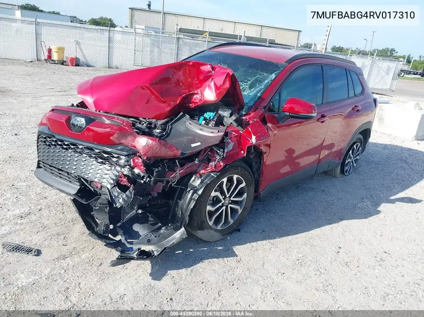 2024 Toyota Corolla Cross Hybrid Se VIN: 7MUFBABG4RV017310 Lot: 45390390