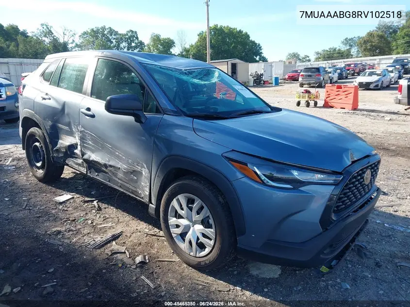2024 Toyota Corolla Cross L VIN: 7MUAAABG8RV102518 Lot: 45465350