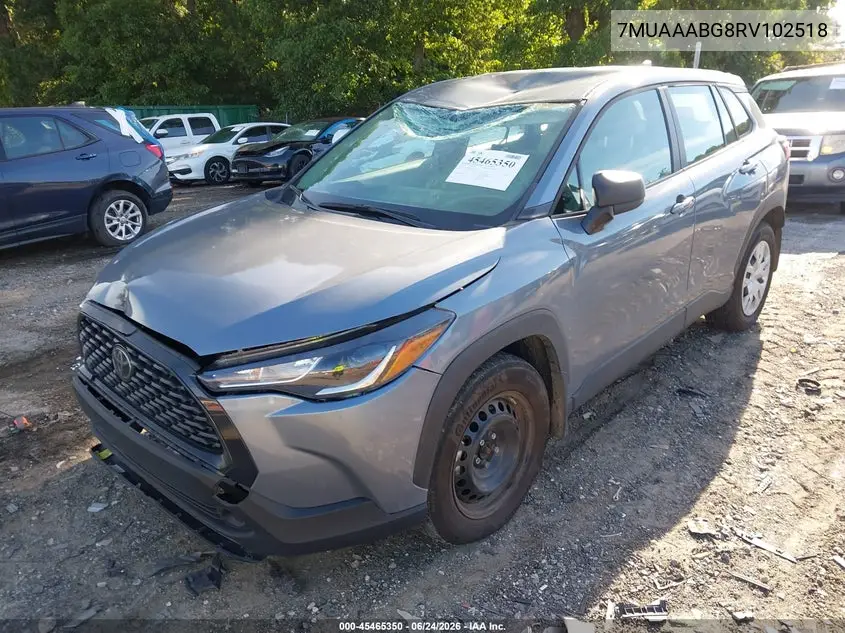 2024 Toyota Corolla Cross L VIN: 7MUAAABG8RV102518 Lot: 45465350
