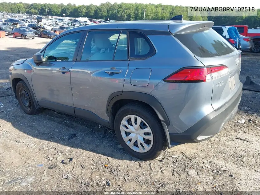 2024 Toyota Corolla Cross L VIN: 7MUAAABG8RV102518 Lot: 45465350