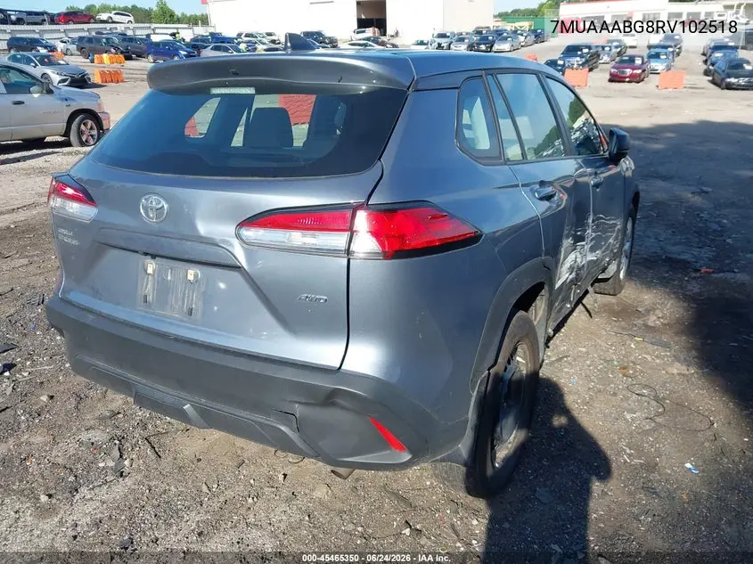 2024 Toyota Corolla Cross L VIN: 7MUAAABG8RV102518 Lot: 45465350