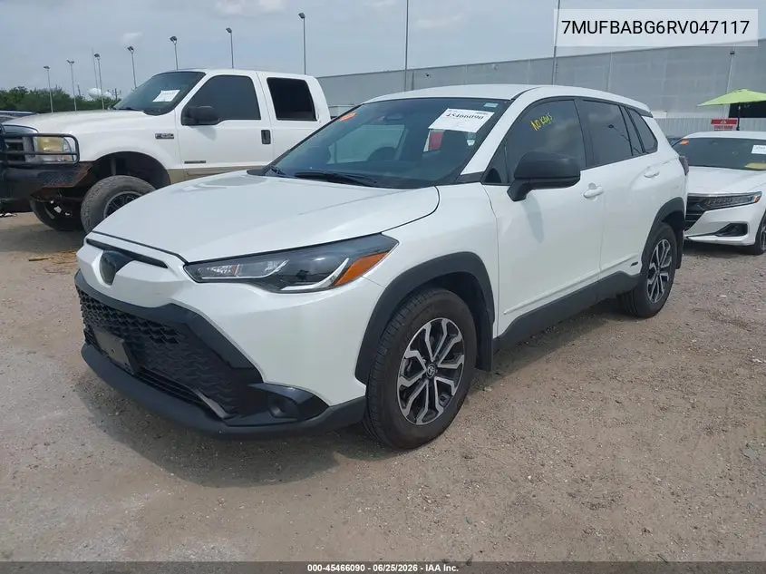 2024 Toyota Corolla Cross Hybrid S VIN: 7MUFBABG6RV047117 Lot: 45466090