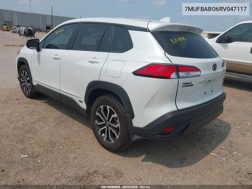 2024 Toyota Corolla Cross Hybrid S VIN: 7MUFBABG6RV047117 Lot: 45466090