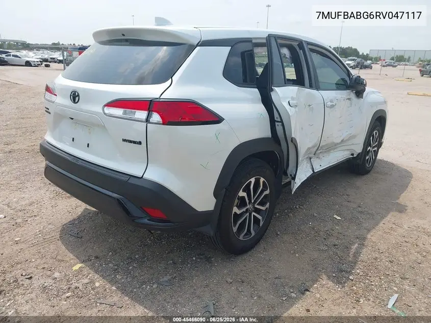 2024 Toyota Corolla Cross Hybrid S VIN: 7MUFBABG6RV047117 Lot: 45466090