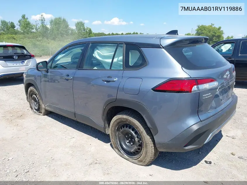 2024 Toyota Corolla Cross L VIN: 7MUAAABG1RV119886 Lot: 45476384