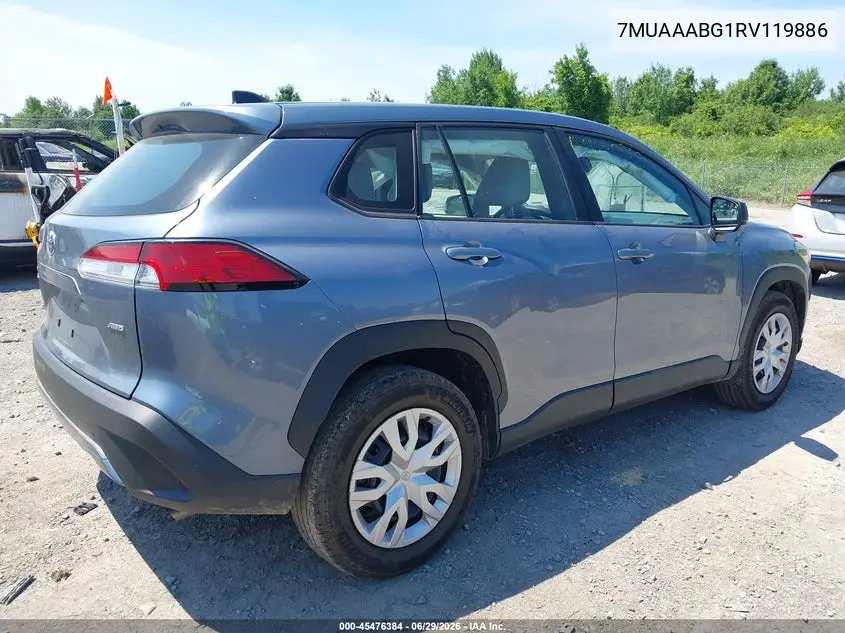 2024 Toyota Corolla Cross L VIN: 7MUAAABG1RV119886 Lot: 45476384