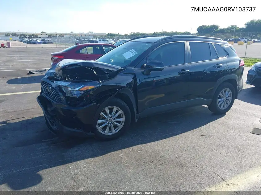2024 Toyota Corolla Cross Le VIN: 7MUCAAAG0RV103737 Lot: 45517203
