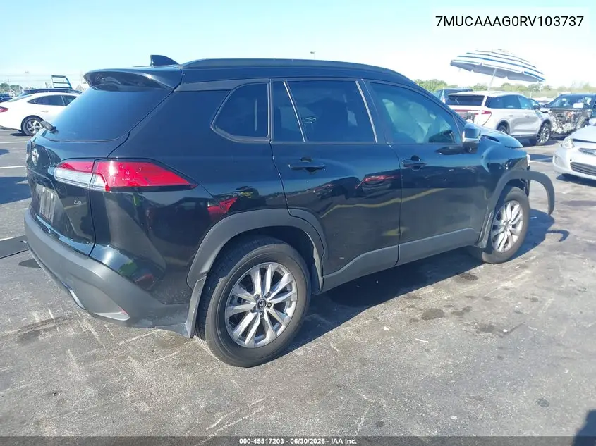 2024 Toyota Corolla Cross Le VIN: 7MUCAAAG0RV103737 Lot: 45517203