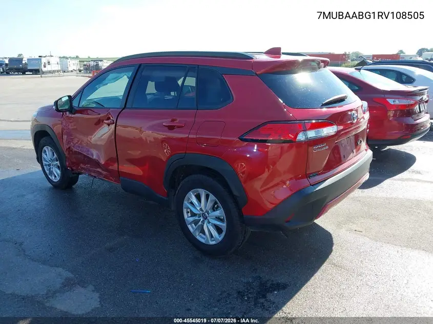 2024 Toyota Corolla Cross Le VIN: 7MUBAABG1RV108505 Lot: 45545019