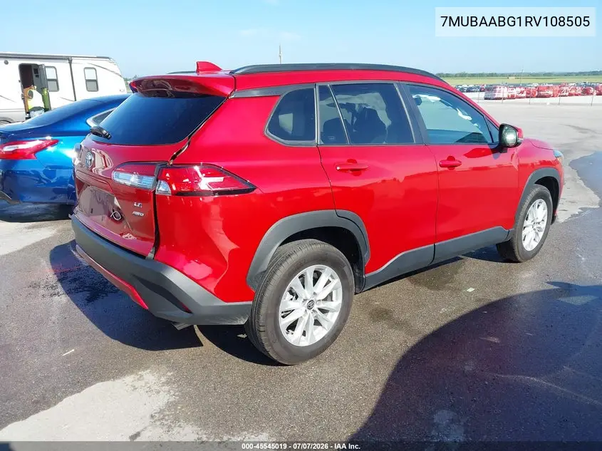 2024 Toyota Corolla Cross Le VIN: 7MUBAABG1RV108505 Lot: 45545019