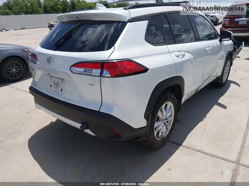 2024 Toyota Corolla Cross Le VIN: 7MUBAAAG5RV086946 Lot: 45574700