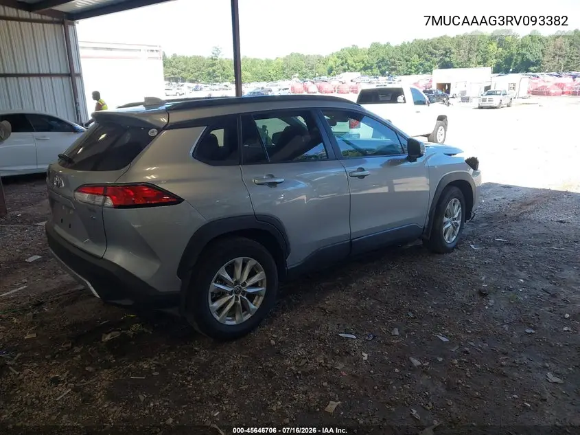 2024 Toyota Corolla Cross Le VIN: 7MUCAAAG3RV093382 Lot: 45646706