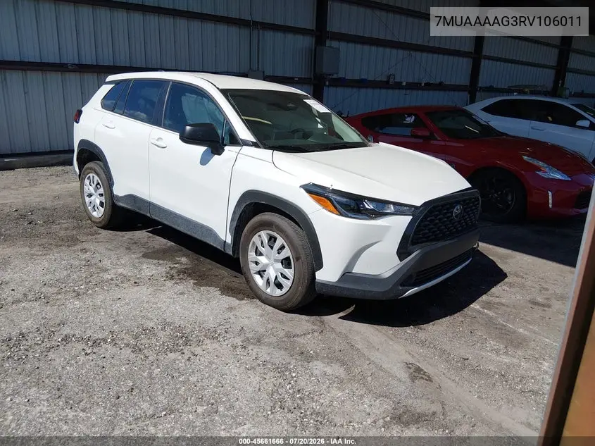 2024 Toyota Corolla Cross L VIN: 7MUAAAAG3RV106011 Lot: 45661666