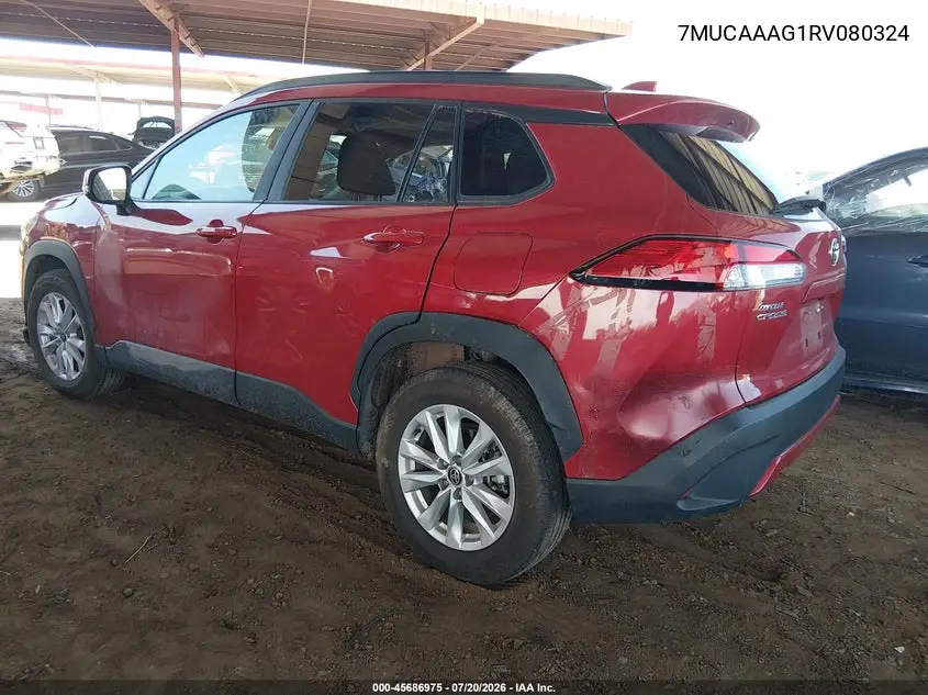 2024 Toyota Corolla Cross Le VIN: 7MUCAAAG1RV080324 Lot: 45686975
