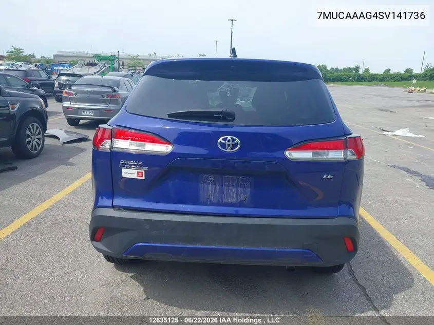 2025 Toyota Corolla Cross Le VIN: 7MUCAAAG4SV141736 Lot: 12635125