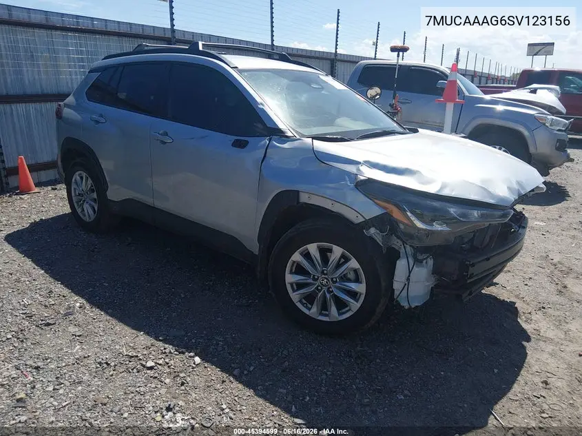2025 Toyota Corolla Cross Le VIN: 7MUCAAAG6SV123156 Lot: 45394599