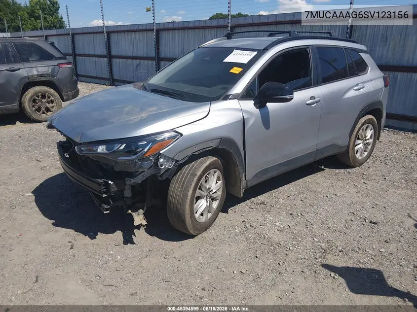 2025 Toyota Corolla Cross Le VIN: 7MUCAAAG6SV123156 Lot: 45394599