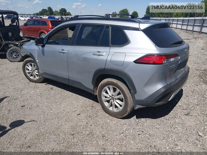 2025 Toyota Corolla Cross Le VIN: 7MUCAAAG6SV123156 Lot: 45394599