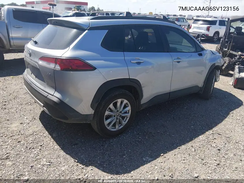 2025 Toyota Corolla Cross Le VIN: 7MUCAAAG6SV123156 Lot: 45394599