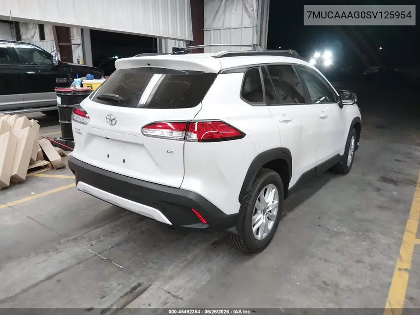 2025 Toyota Corolla Cross Le VIN: 7MUCAAAG0SV125954 Lot: 45492354