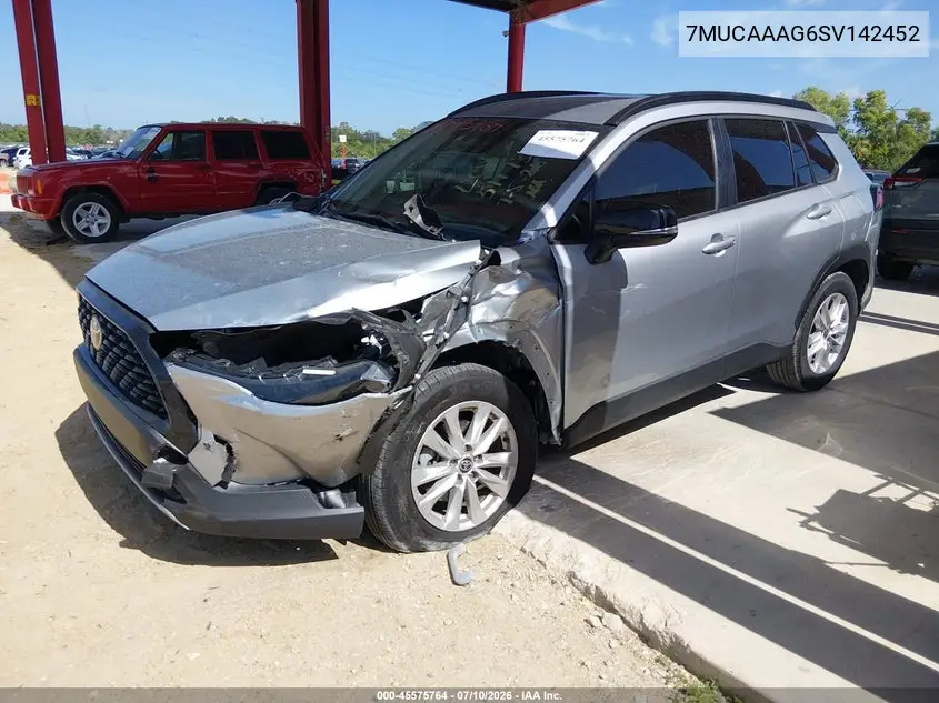 2025 Toyota Corolla Cross Le VIN: 7MUCAAAG6SV142452 Lot: 45575764