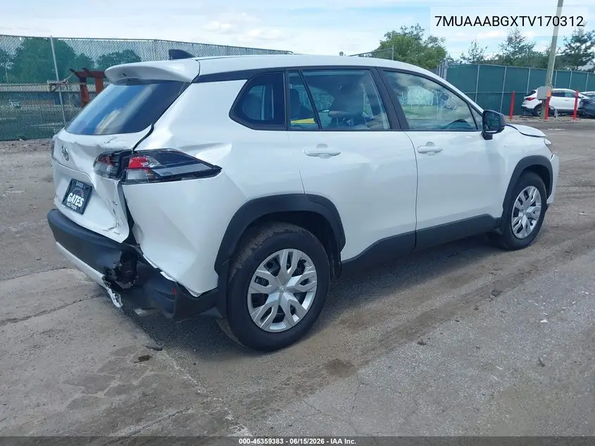 2026 Toyota Corolla Cross L VIN: 7MUAAABGXTV170312 Lot: 45359383