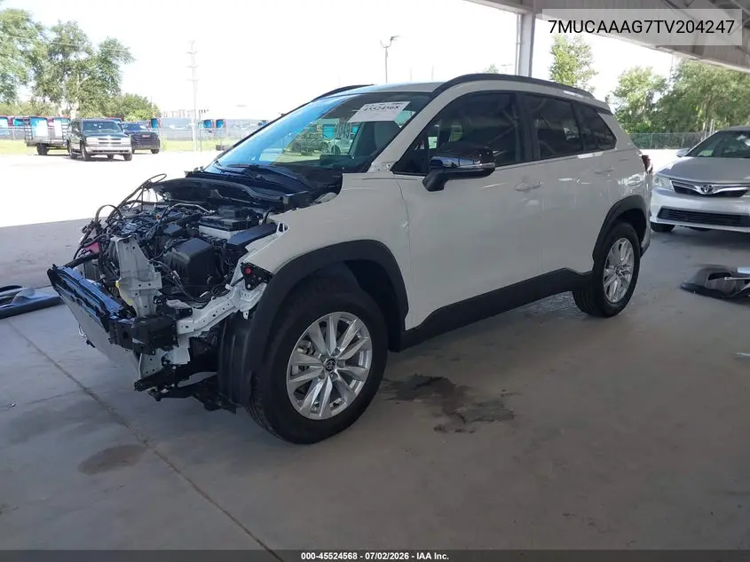 2026 Toyota Corolla Cross Le VIN: 7MUCAAAG7TV204247 Lot: 45524568