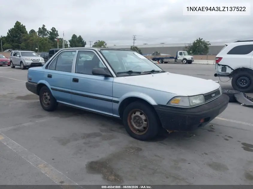 1990 Toyota Corolla Dlx VIN: 1NXAE94A3LZ137522 Lot: 45341885