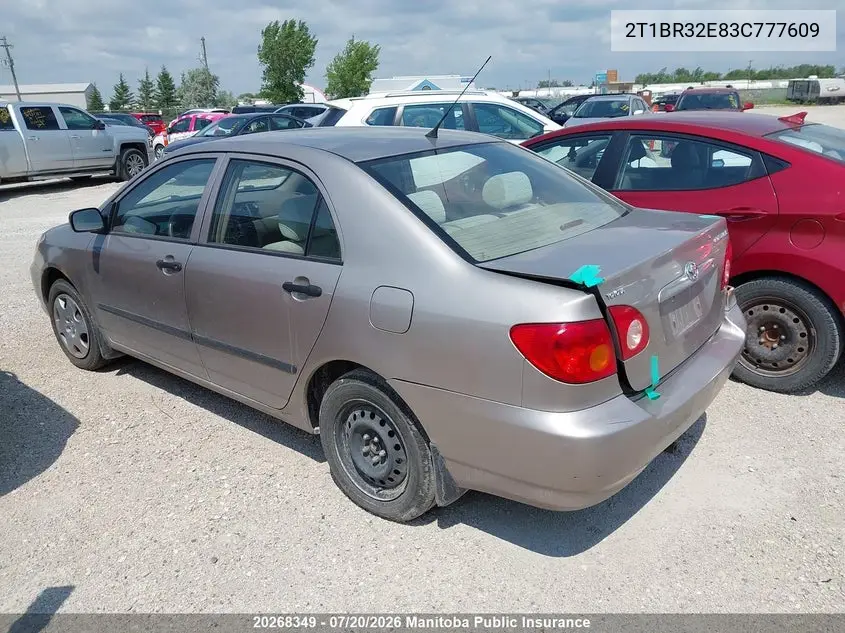 2003 Toyota Corolla Ce VIN: 2T1BR32E83C777609 Lot: 20268349