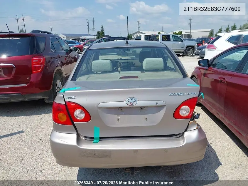 2003 Toyota Corolla Ce VIN: 2T1BR32E83C777609 Lot: 20268349