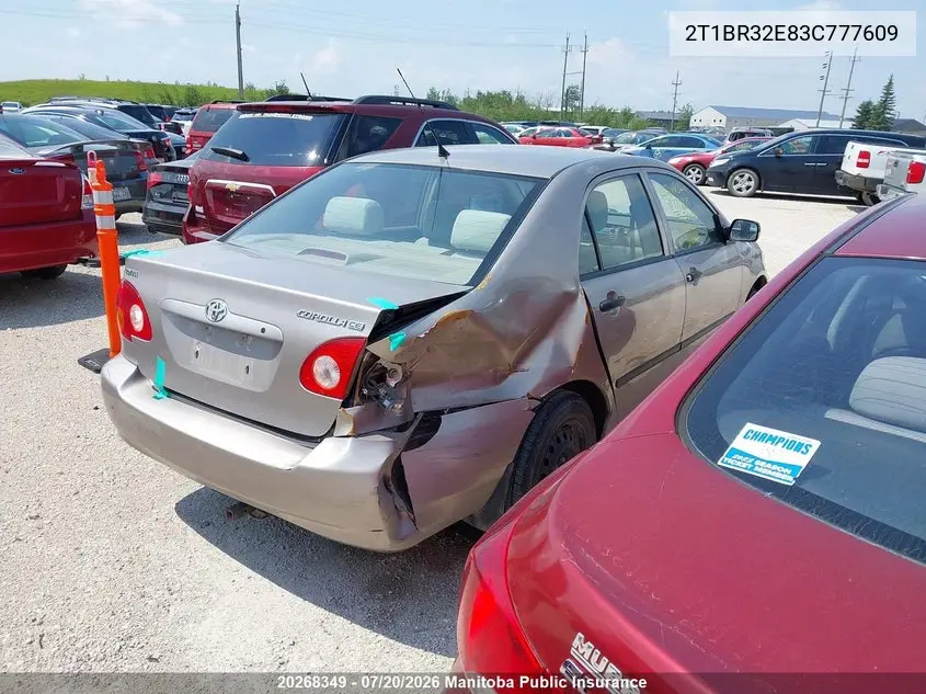2003 Toyota Corolla Ce VIN: 2T1BR32E83C777609 Lot: 20268349