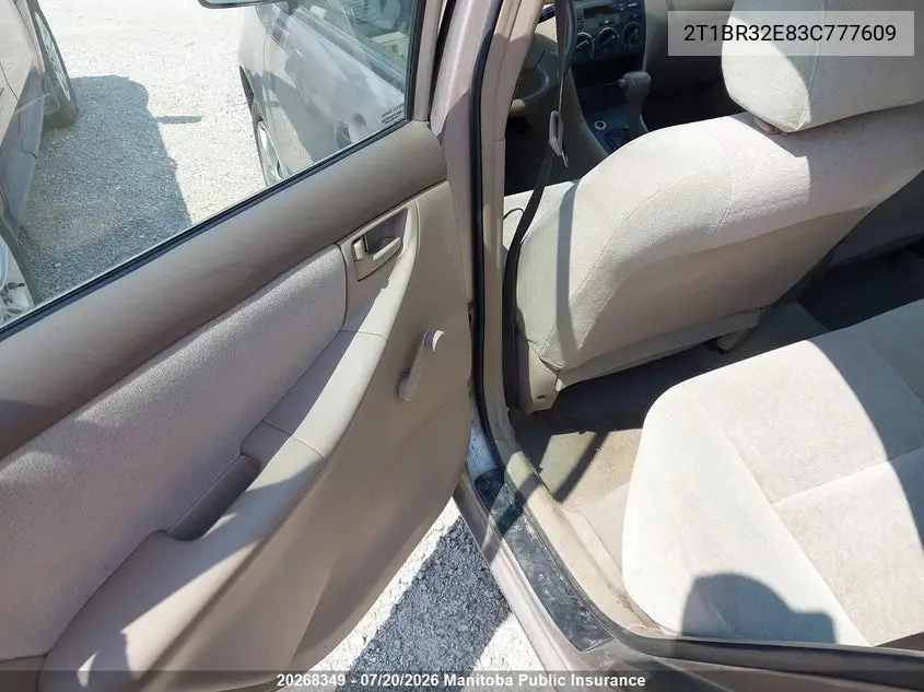 2003 Toyota Corolla Ce VIN: 2T1BR32E83C777609 Lot: 20268349