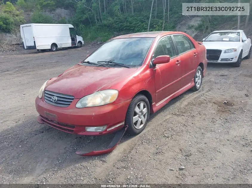 2003 Toyota Corolla S VIN: 2T1BR32E33C092725 Lot: 45360704