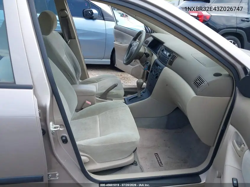 2003 Toyota Corolla Ce VIN: 1NXBR32E43Z026747 Lot: 45681819