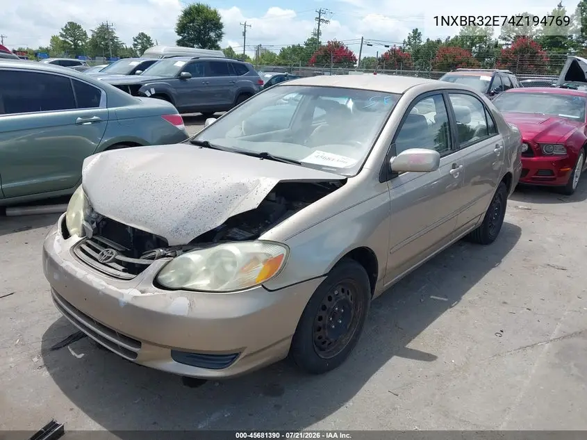 2004 Toyota Corolla Le VIN: 1NXBR32E74Z194769 Lot: 45681390