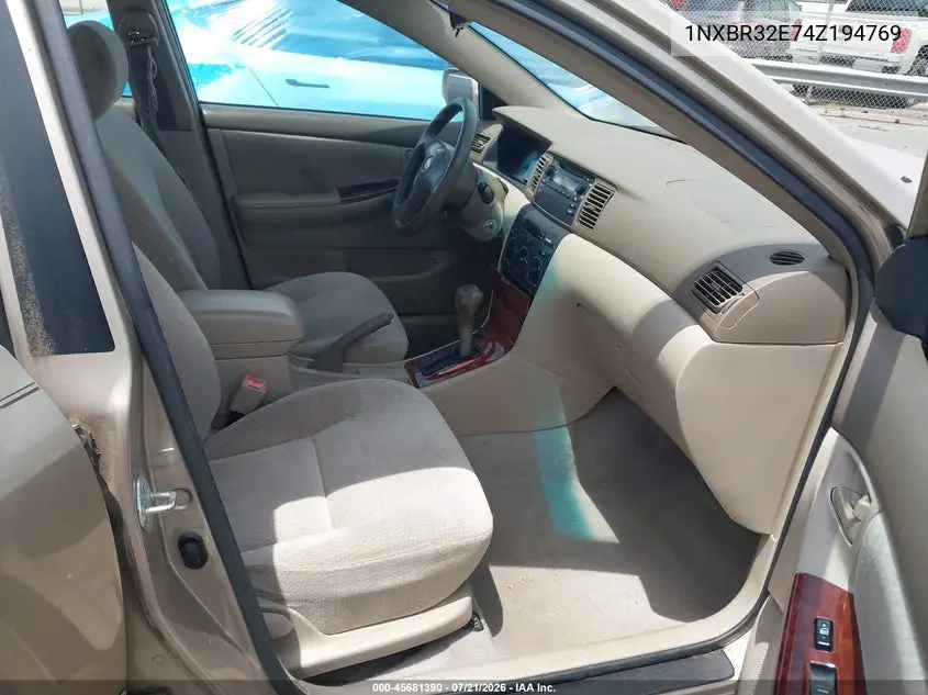 2004 Toyota Corolla Le VIN: 1NXBR32E74Z194769 Lot: 45681390
