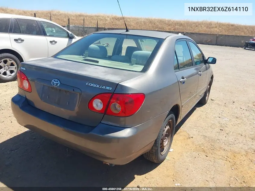 2006 Toyota Corolla Le VIN: 1NXBR32EX6Z614110 Lot: 45661256