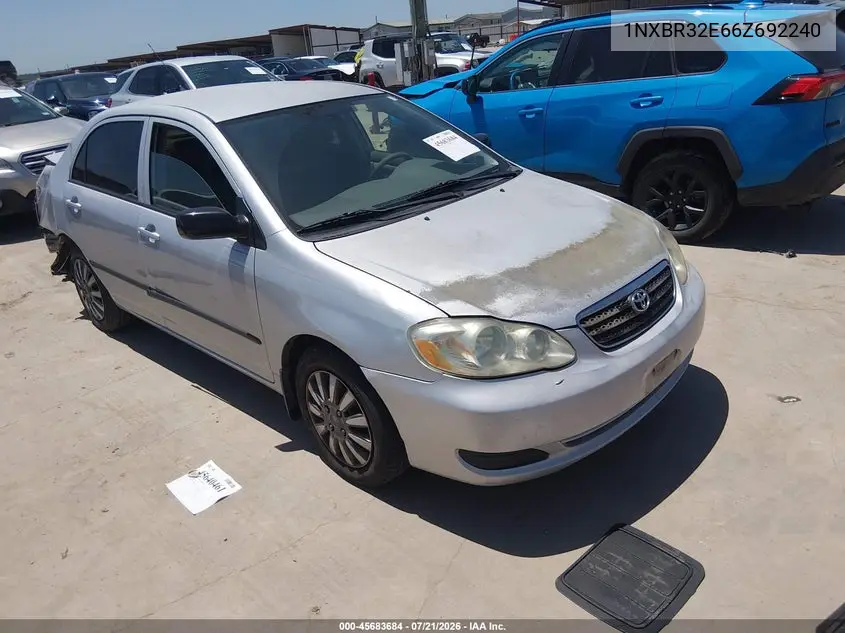 2006 Toyota Corolla Ce VIN: 1NXBR32E66Z692240 Lot: 45683684