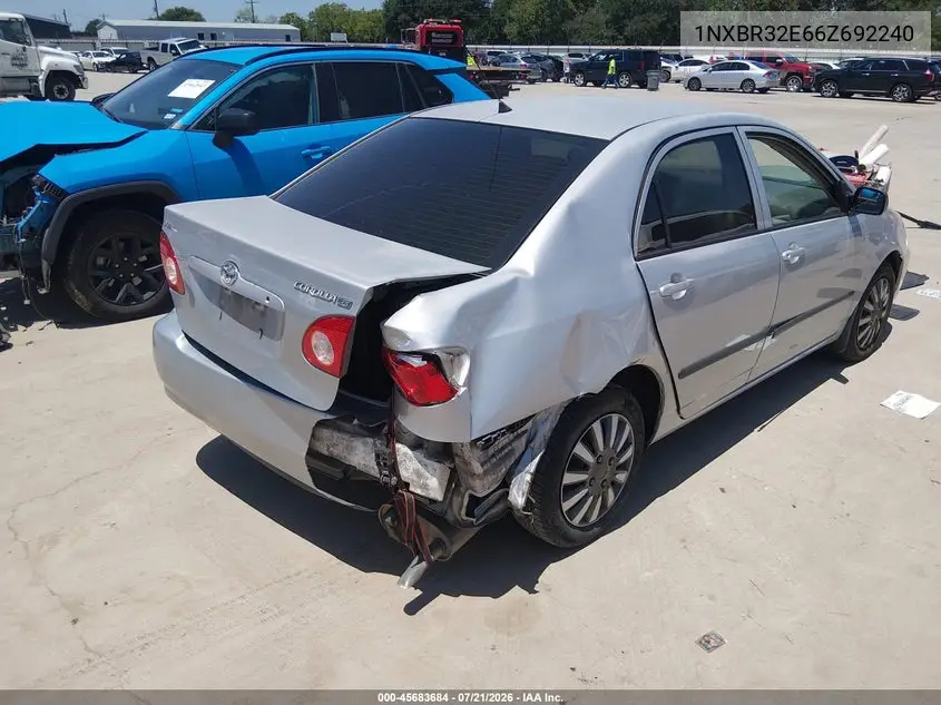 2006 Toyota Corolla Ce VIN: 1NXBR32E66Z692240 Lot: 45683684