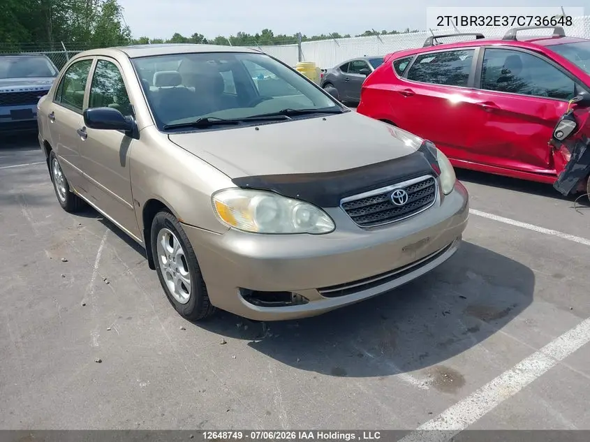 2007 Toyota Corolla VIN: 2T1BR32E37C736648 Lot: 12648749