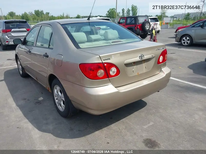 2007 Toyota Corolla VIN: 2T1BR32E37C736648 Lot: 12648749