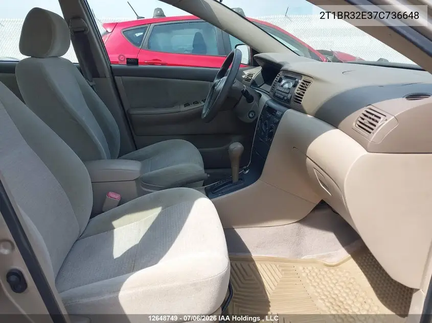 2007 Toyota Corolla VIN: 2T1BR32E37C736648 Lot: 12648749