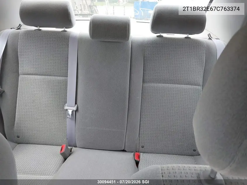 2007 Toyota Corolla Ce/Le/S VIN: 2T1BR32E67C763374 Lot: 30094451
