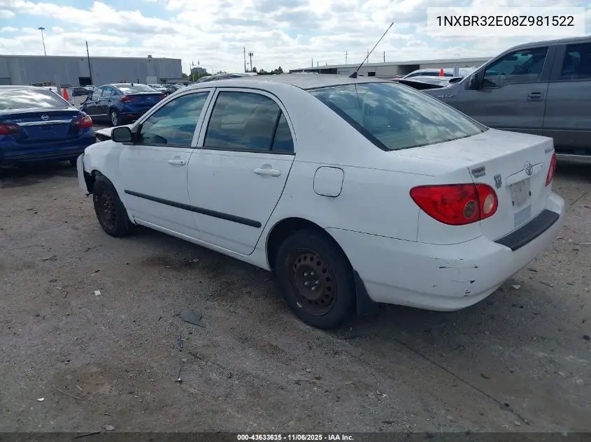 1NXBR32E08Z981522 2008 Toyota Corolla Ce