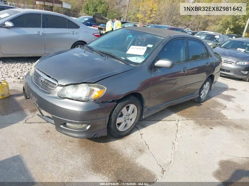 1NXBR32EX8Z981642 2008 Toyota Corolla S