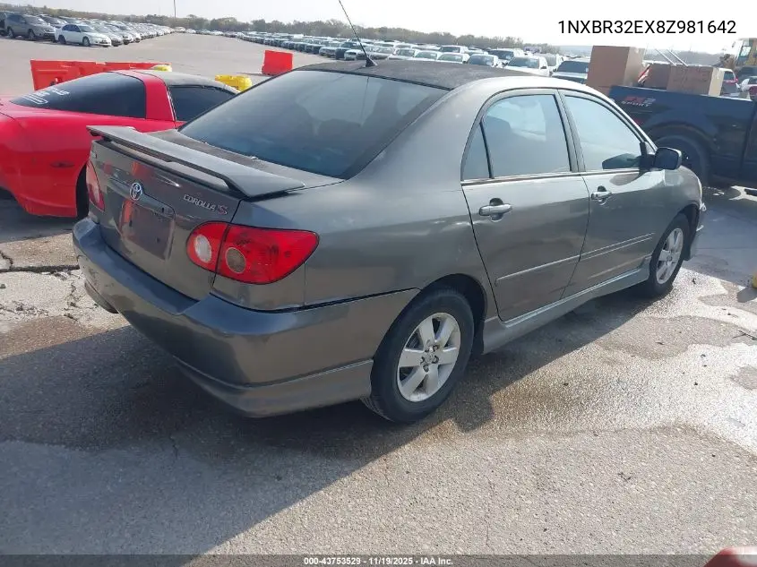 1NXBR32EX8Z981642 2008 Toyota Corolla S