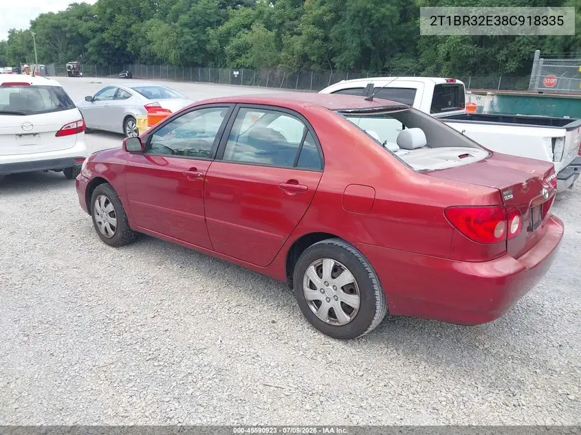 2008 Toyota Corolla Le VIN: 2T1BR32E38C918335 Lot: 45590923