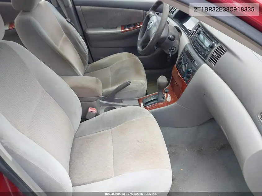 2008 Toyota Corolla Le VIN: 2T1BR32E38C918335 Lot: 45590923